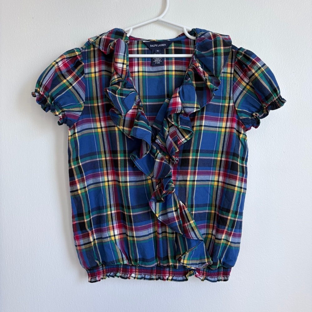 Ralph Lauren Kids Multicolor Plaid Ruffle Blouse